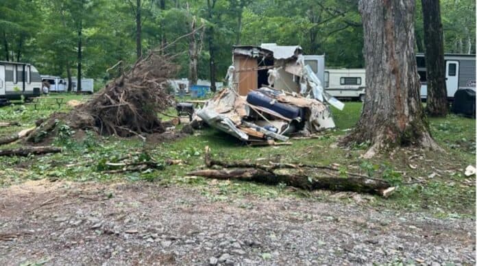 campground accidents - tree falls on camper.